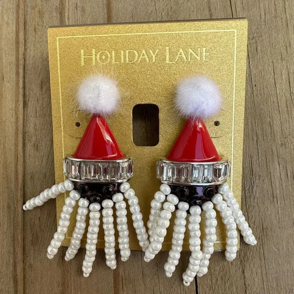 SANTA CHRISTMAS PEARL CHARTER CLUB EARRINGS - Picture 11 of 11